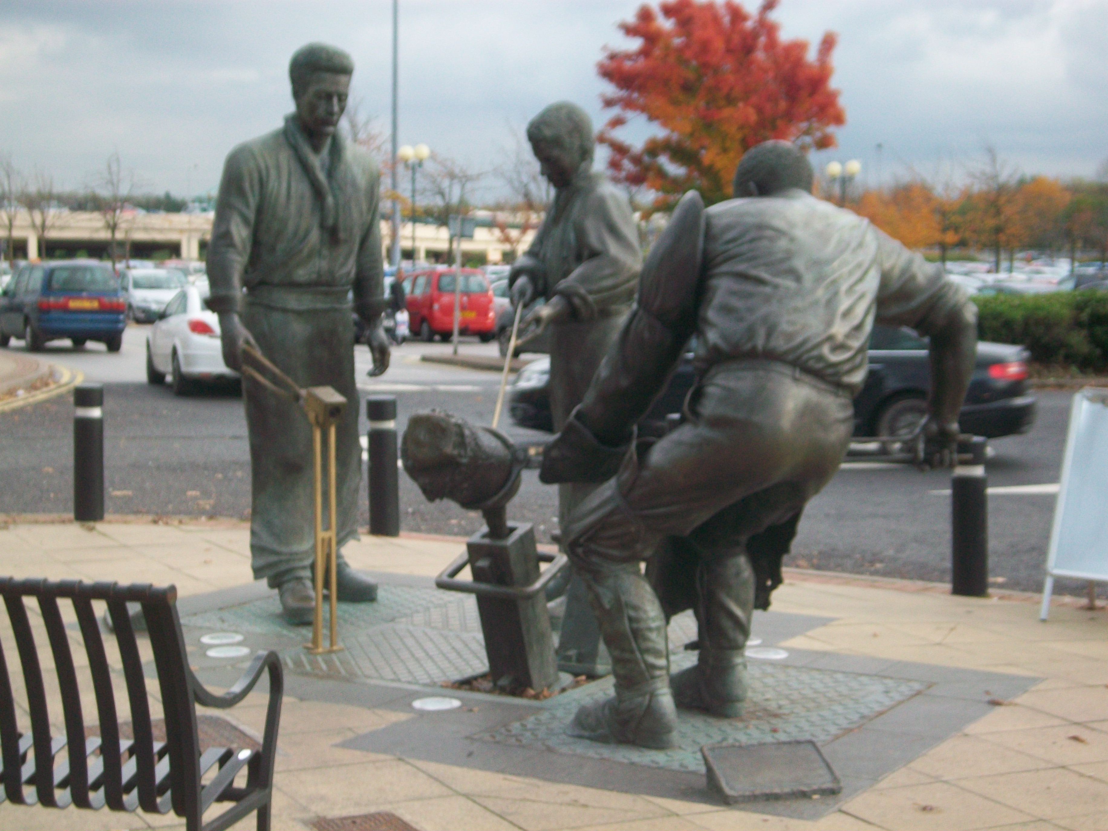 Crucible steelmen, outside Meadowhall